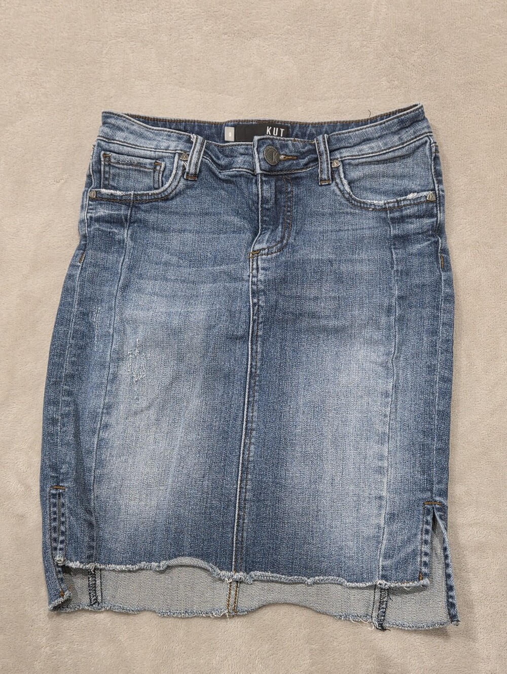 Kut from the Kloth Distressed Jean Skirt